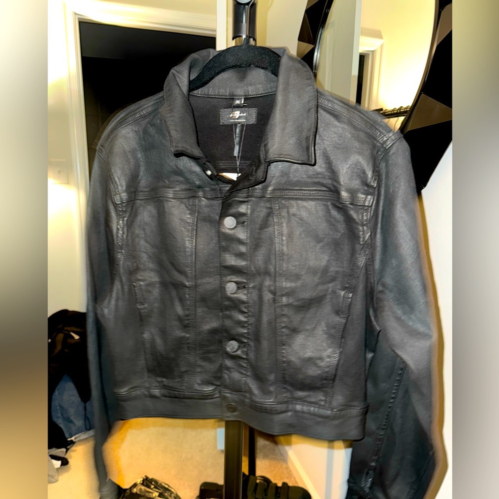 7 for All Mankind Coated Cropped Denim Jacket